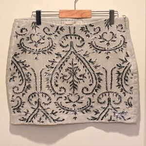 Zara Cream Mini Skirt with Black Beaded Embroidery